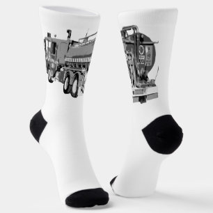 Gray Oil Painted Fire Engine, Crew Socks