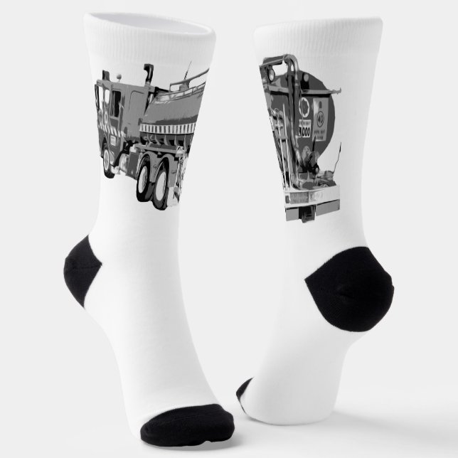 Gray Oil Painted Fire Engine, Crew Socks (Angled)