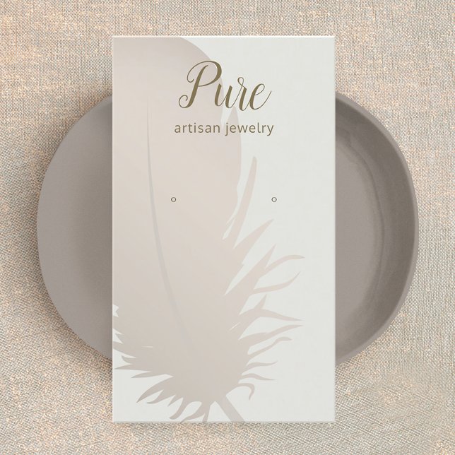 Gray Ombre Boho Feather Earring Display Business Card (Creator Uploaded)
