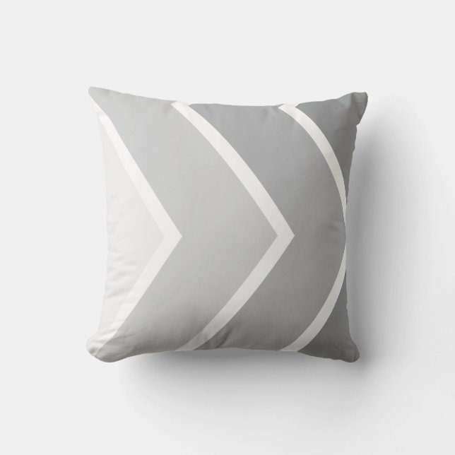 Gray Ombré Chevron Stripes Pattern Throw Pillow (Front)