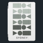 Gray Ombre Geometric Shapes Custom Monogram Name<br><div class="desc">Add a modern touch to your device with this personalized iPad cover, featuring a sleek geometric design in stylish gray tones. Customized with the name "Sydney, " this cover offers a unique, contemporary look that’s both stylish and functional. The bold shapes and minimalist color palette make it a standout accessory,...</div>