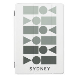 Gray Ombre Geometric Shapes Custom Monogram Name iPad Pro Cover