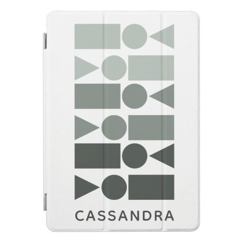Gray Ombre Geometric Shapes Personalized iPad Pro Cover