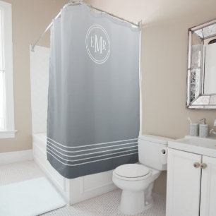 Gray Ombre Monogrammed Shower Curtain