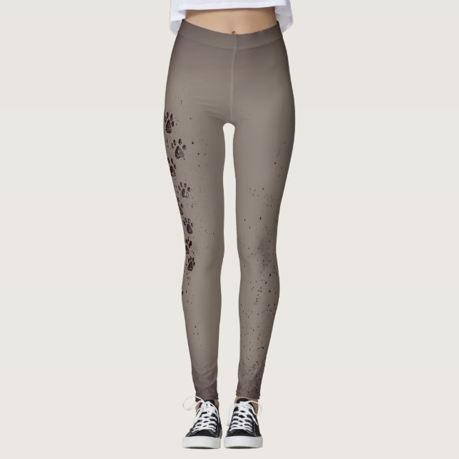 Gray Ombre Paw Print leggings (Front)
