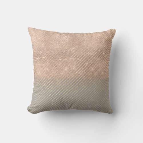 Gray Ombre  Rose Gold VIP Geometry Stripes Throw Pillow