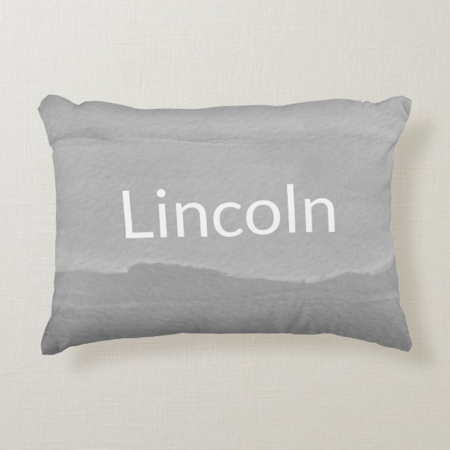 Gray Ombre with Name for Boy's Room Accent Pillow (Front)