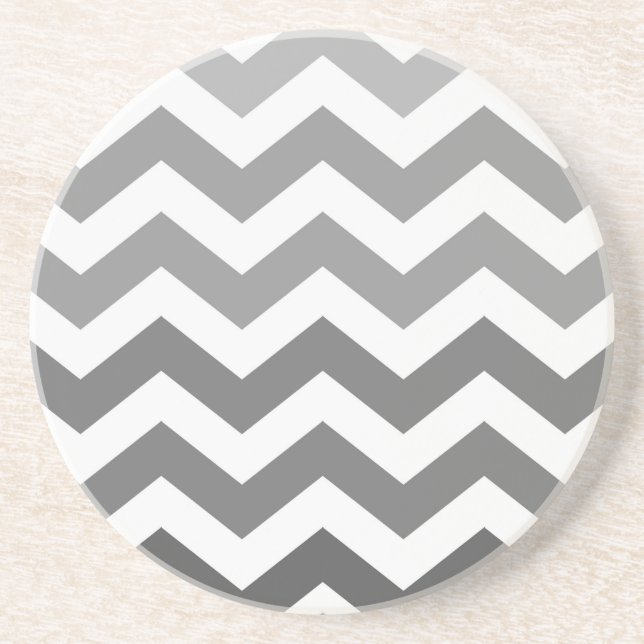 Gray Ombre Zigzags Drink Coaster (Front)