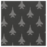 Gray on Black F-15E Fighter Jet Pattern Fabric