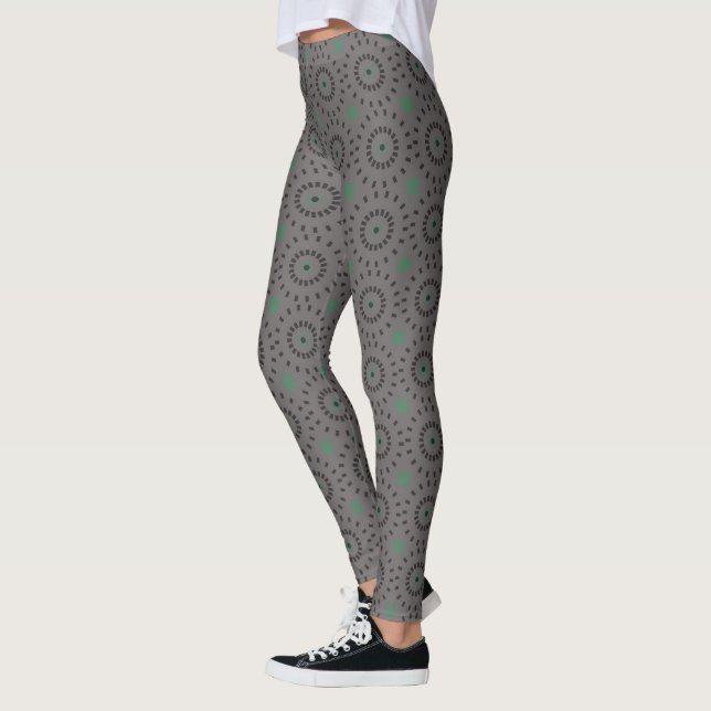 Gray on Gray Circles Pattern Lovely Leggings (Left)