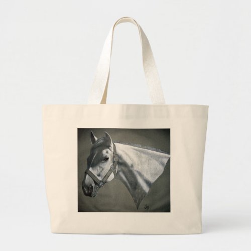 Gray on Grey Equine Art Large Tote Bag