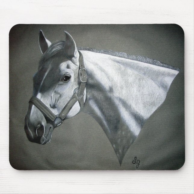 Gray on Grey Equine Art Mouse Pad (Front)