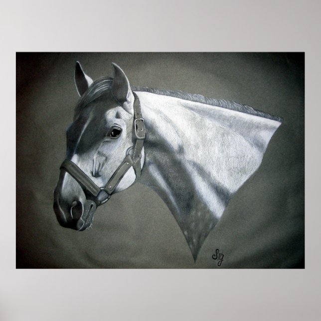 Gray on Grey Equine Art Poster (Front)