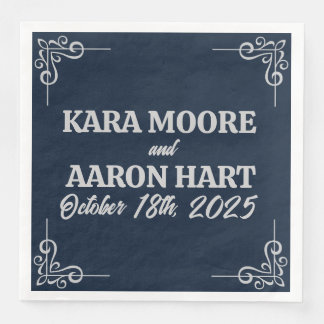 Gray on Slate Blue Edwardian Paper Dinner Napkins