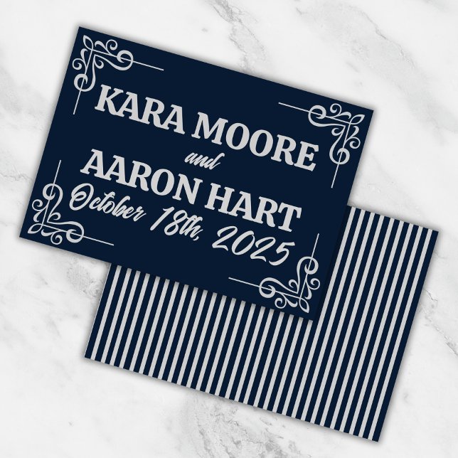 Gray on Slate Blue Edwardian Thank You Card (Creator Uploaded)