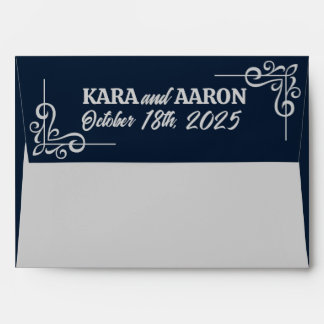 Gray on Slate Blue Edwardian Wedding Envelope