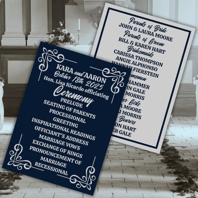 Gray on Slate Blue Edwardian Wedding Program (Creator Uploaded)