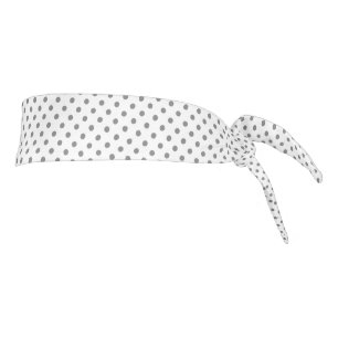 Gray On White Polka Dots Pattern Tie Headband