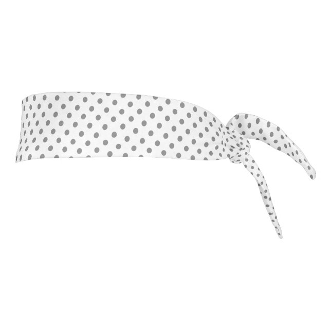 Gray On White Polka Dots Pattern Tie Headband (Rotate 90)