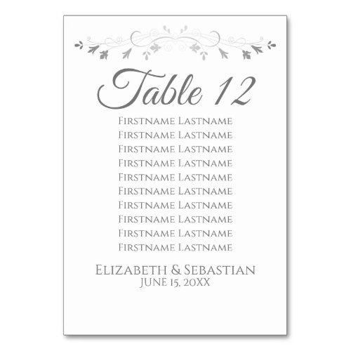Gray on White Simple Wedding Seating Chart Table Number