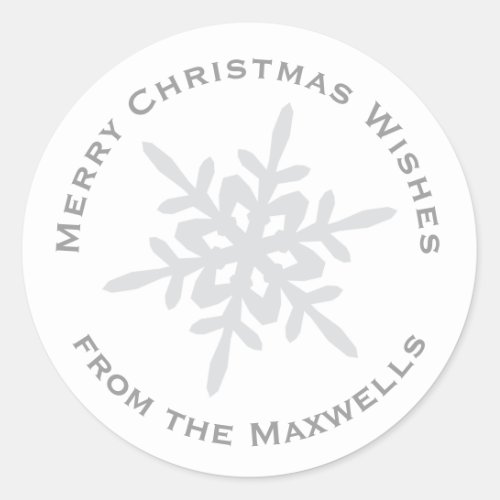 Gray on White Snowflake Envelope Closure Sticker