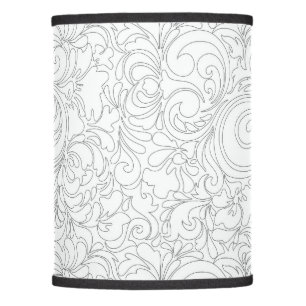 GRAY ON WHITE SWIRL DESIGN LAMP SHADE