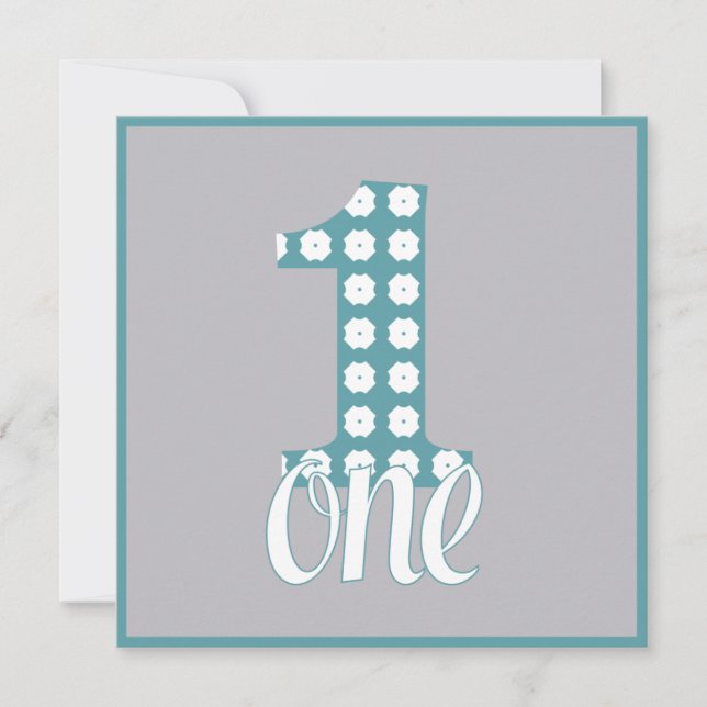 Gray One Party Invitation (Front)