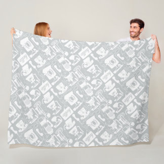 Gray or any color & White Retro Telephone Pattern Fleece Blanket