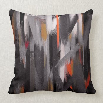 Gray Orange Abstract Painting Throw Pillow by nhanyi at Zazzle