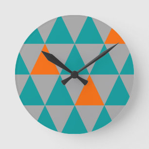 Gray Orange and Teal Triangle Clock