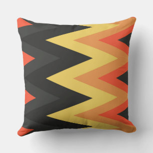 gray, orange and yellow chevron Pattern Throw Pillow