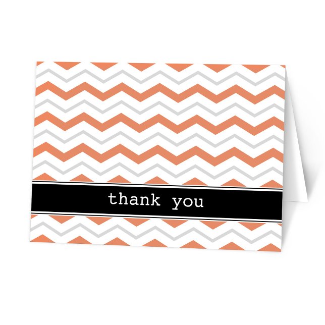 Gray Orange Chevron custom Thank You Cards (Creator Uploaded)