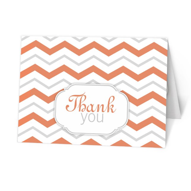 Gray Orange Chevron Modern Thank You Cards (Creator Uploaded)