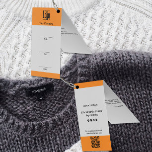 Gray Orange Logo QR Code Clothing Folded Price Tag