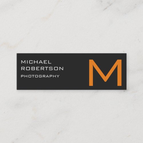 Gray Orange Monogram Photographer Business Card