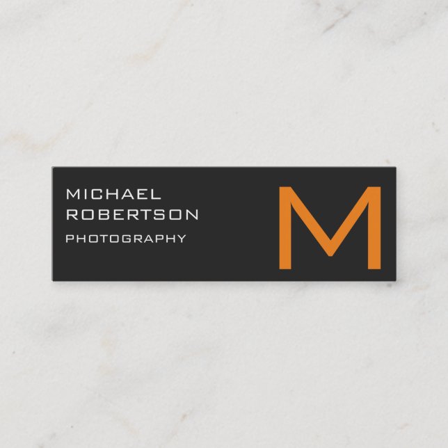Gray Orange Monogram Photographer Business Card (Front)