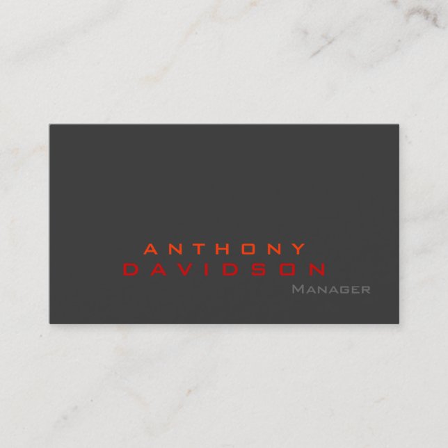 Gray orange red trendy business card (Front)