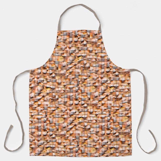 Gray orange rough ceramic tile with flaws, digital apron (Front)