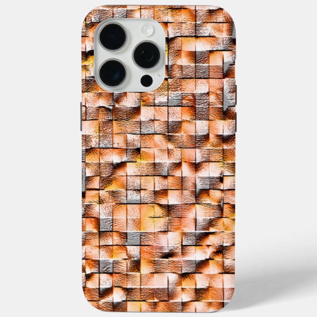 Gray orange rough ceramic tile with flaws, digital Case-Mate iPhone case (Back)