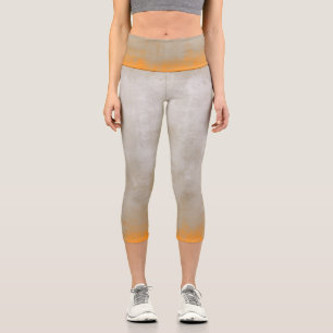 Gray Orange rustic Capri Leggings