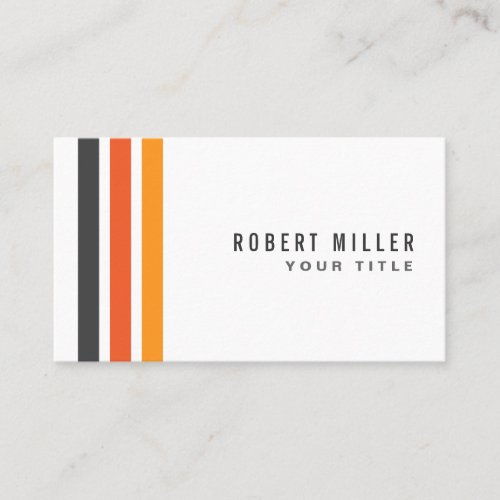 Gray orange stripes modern stylish white business card