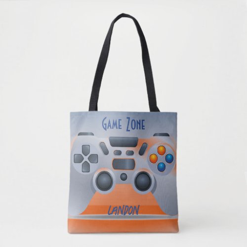 Gray  Orange Video Game Controller Gamer Trendy  Tote Bag