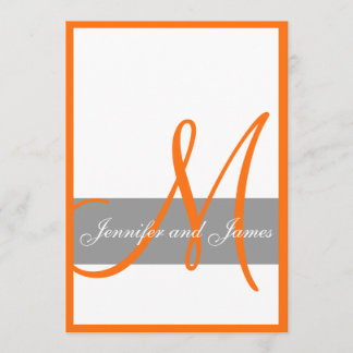 Gray Orange Wedding Invitation | Monogram Names