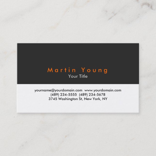 Gray Orange White Professional Business Card (Front)