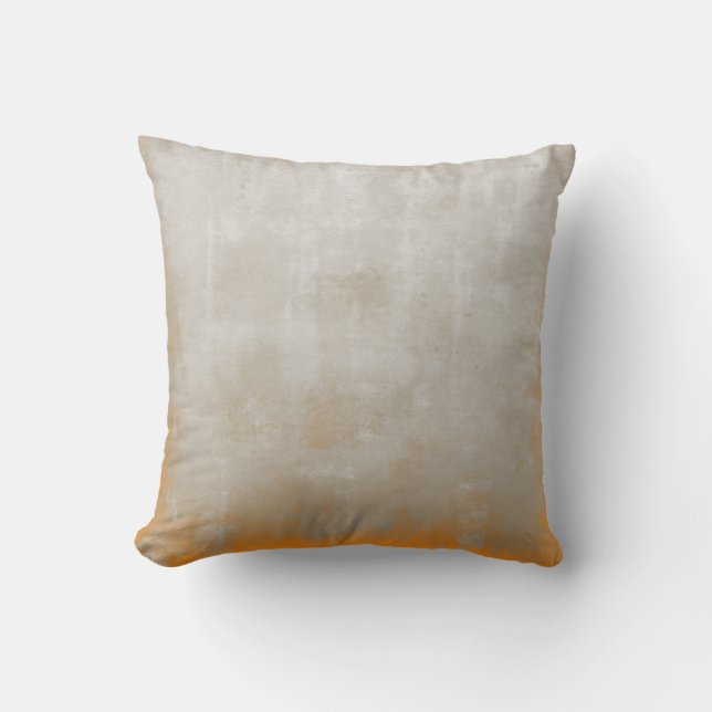 Gray Orange White rustic Throw Pillow (Front)