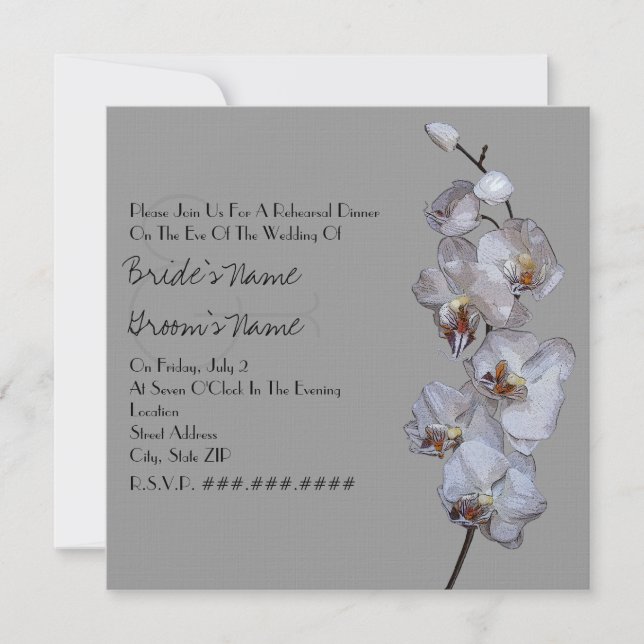 Gray Orchid Modern Rehearsal Dinner Invitation (Front)
