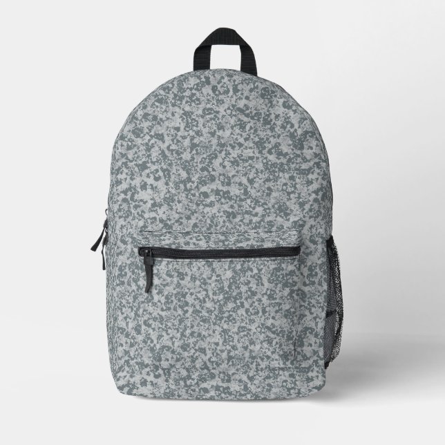 Gray Organic Stone Texture Seamless Pattern Printed Backpack (Front)