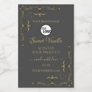 Gray Ornamental Gold Corners Product Labels Logo