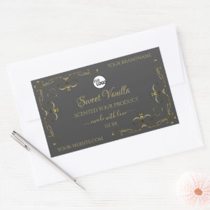 Gray Ornamental Gold Corners Product Labels Logo
