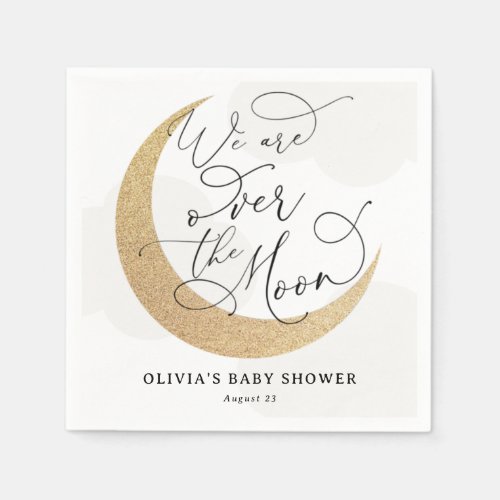 Gray Over the Moon Baby Shower Napkins